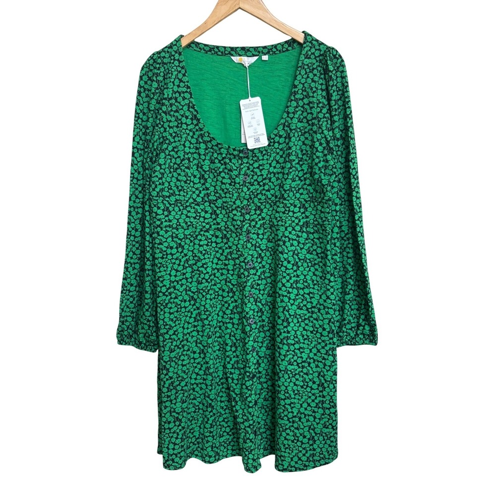 NWT Boden Green Floral Button Front Mini Dress US 10R D0446